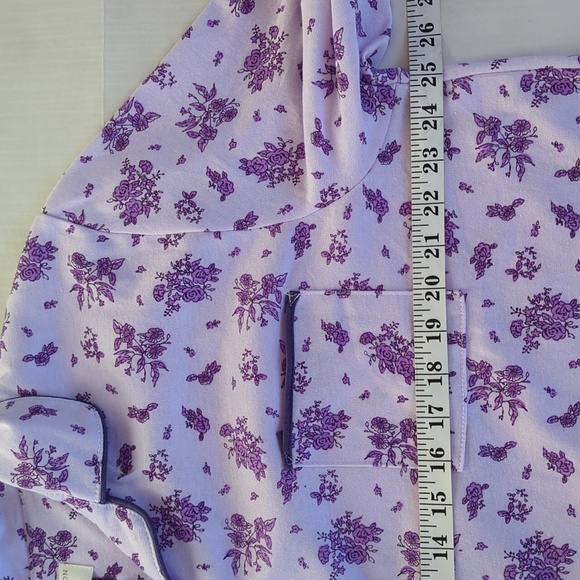 Lati Fashions Floral Piping Two Piece Pajama Set XXL Purple - Picture 10 of 16